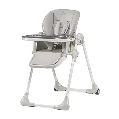 Kinderkraft YUMMY Trona Bebé, Sillón Infantil, Silla Infantil, Puericultura, Comidas Bebé, Plegada, Con Bandeja, Reposapiés, Ajustable, Nacimiento, 15kg, Gris