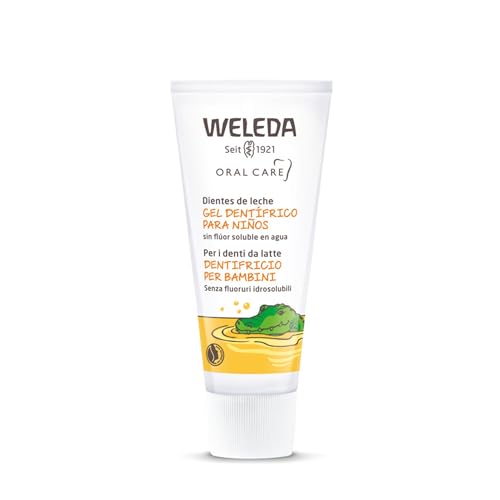 Weleda - Pasta de Dientes para Niños, Elimina la Placa Bacteriana y Previene la Caries, para los Dientes de Leche, 100% Natural, Fórmula a Base de Caléndula, Vegana, Sin Gluten, Sin Flúor - 50 ml