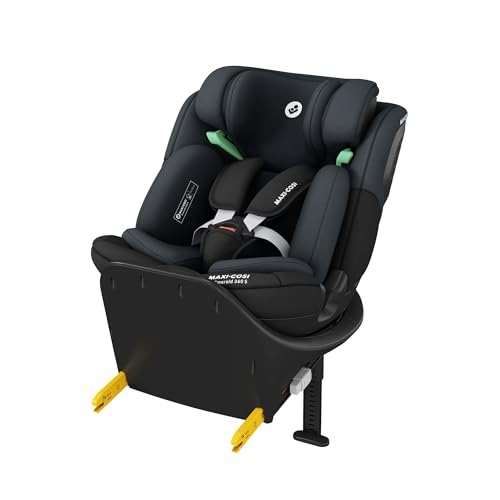 Maxi-Cosi Emerald 360 S i-Size, Silla coche 360 giratoria 0-12 años (40-150 cm), 360° FlexiSpin, Silla coche bebé, 4 posiciones reclinación, Protección contra impactos laterales G-CELL, Tonal Black