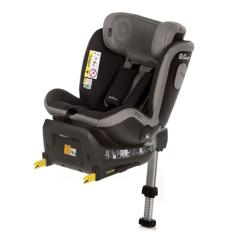 Jané iXpert, Silla de Coche iSize con Isofix, de 40 a 105 cm, de 0 a 4 años, Ambos Sentidos de la Marcha, Rotación 360º, Reductor Recién Nacido, Tapiceria Desenfundable, Gris
