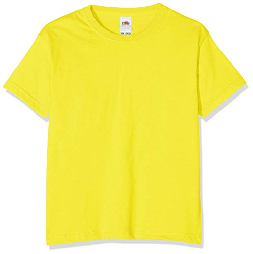 Camiseta de manga corta para niños, de la marca Fruit of the Loom, Unisex Amarillo amarillo 3 años