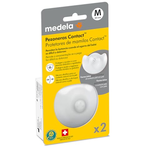 Medela pezoneras para lactancia Contact, protectores delgados de silicona y sin BPA, 1 paquete con dos protectores (20 mm) y estuche