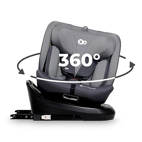 Kinderkraft I-GROW Silla de coche para bebé y niños, I-SIZE 40-150 cm, Isofix, Silla Ajustable, Sillade, RWF, FWF, Universal para Asiento de coche, 360º, Grupo 0+/1/2/3, 0-36 kg, Gris