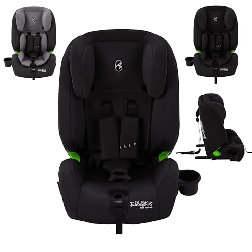 FableKids Silla de auto para niños con Isofix | Silla de auto | Silla de auto | Grupo 1/2/3 9-36 kg | Arnés de seguridad de 3 puntos | Reposacabezas ajustable en 8 direcciones y portavasos | negro