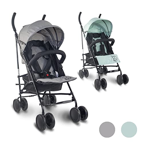 Mobiclinic®, Carrito bebe, Elefant, Marca española, Plegable, Respaldo reclinable, Doble sistema de seguridad, Ruedas extraíbles, Arnés ajustable 5 puntos, Silla paseo ligera, Gris y negra