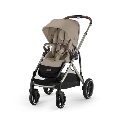 CYBEX Cochecito dorado GAZELLE S, Desde el nacimiento hasta los 4 años aprox., Máx. 22 kg (modo individual) / 2x 22 kg (modo dúo), Sistema todo en 1 con 20+ configuraciones, Beige almendra