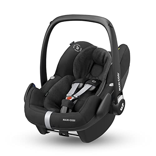 Maxi-Cosi Pebble Pro i-Size, Silla de coche bebé grupo 0+, cojín reductor para recién nacidos, reposacabezas ergonómico, 0-12 meses, 45-75 cm, Essential Black