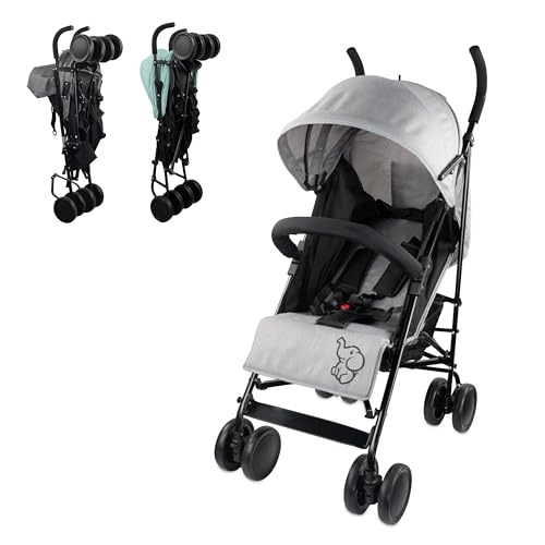 Mobiclinic®, Carrito bebe, Marca española, Plegable, Respaldo reclinable, Doble sistema de seguridad, Ruedas extraíbles, Arnés ajustable 5 puntos, Silla paseo ligera, Gris y negra