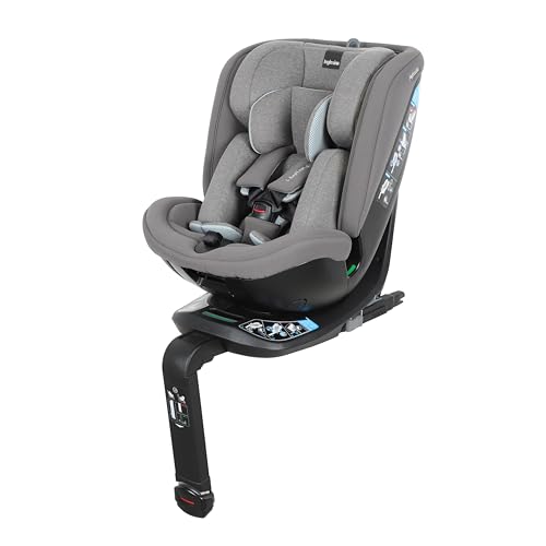 Inglesina Halley Pro, Negro, Silla de Coche Giratoria 360° ISOFIX, de 0 a 12 Años (40-150 cm), Reclinable y Transpirable, Homologada ECE R129/03