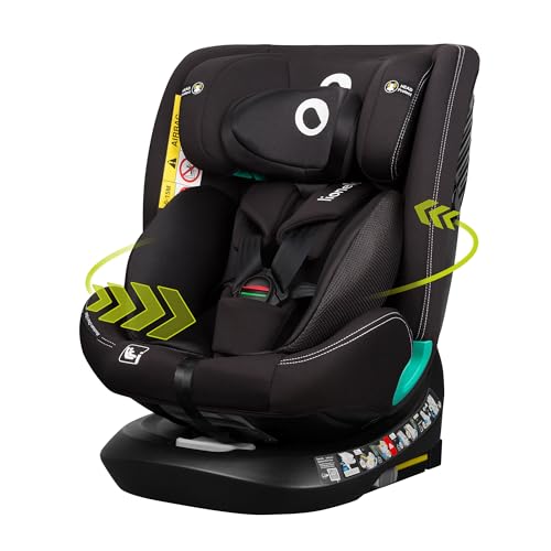 LIONELO Bastiaan i-Size One Silla de Coche Giratoria 360o para Niños de 40 a 50 cm Montaje hacia Delante y hacia Atrás, ISOFIX Cinturón TopTether Ajuste del Respaldo y Reposacabezas Protección lateral