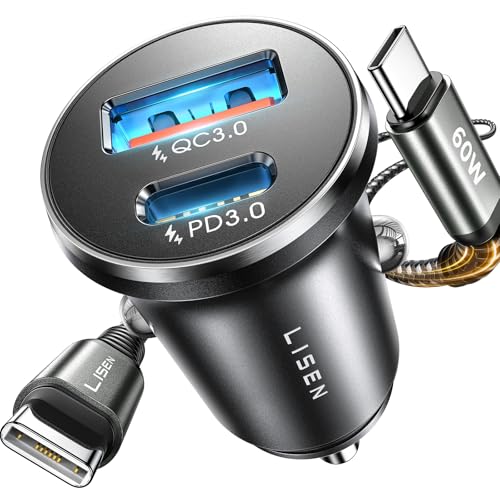 LISEN Cargador Coche Carga Rápida USB C 69W Accesorios Coche para Xiaomi Redmi Note 14 Cargador Mechero Movil Coche 12V Toma Gadgets para iPhone 16 e 15 Pro MAX Samsung S25 S23 Google Camper Furgoneta