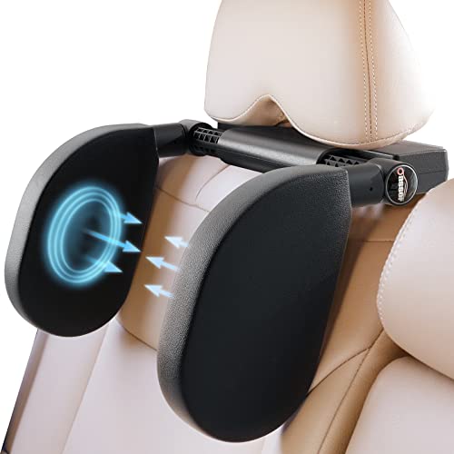 Oasser Reposacabezas Coche Reposacabezas Coche Niño 360 Grados Ajustable de Cuero Transpirable Apoya Cabeza Coche para Adultos Niño Negro