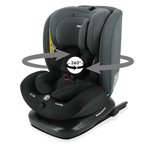 Nania - DUNE Silla de coche giratoria 360° Talla I 40-150 cm - Evolutiva desde el nacimiento hasta los 12 años aproximadamente - Grupo 0+/1/2/3 - Fijaciones isofix - Protectores laterales