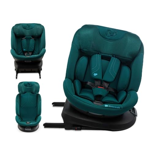 Kinderkraft XPEDITION 3 I-Size 40-150 cm, Silla coche bebé, para niños, Asiento giratorio 360º, Isofix base, Ajuste de la reclinación del respaldo, Protección lateral, Grupo 0+/1/2/3, 0-36 kg, Verde