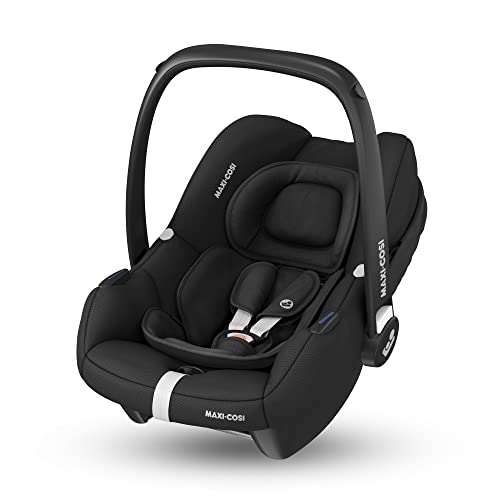 Maxi-Cosi CabrioFix i-Size, Silla Coche Bebé, 0-12m, máx.12 kg, Silla para Recién Nacido Ligera (3,2kg), Capota Grande, Asiento Acolchado,se Adapta a la Mayoría de Cochecitos Maxi-Cosi,Essential Black