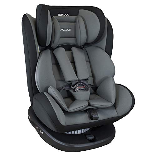 XOMAX 916 Silla de coche Isofix giratoria 360 grados I inclinable I Grupo 0+/1/2/3 I evolutiva 0-36 kg, 0-12 años I Funda extraíble y lavable I ECE R44/04