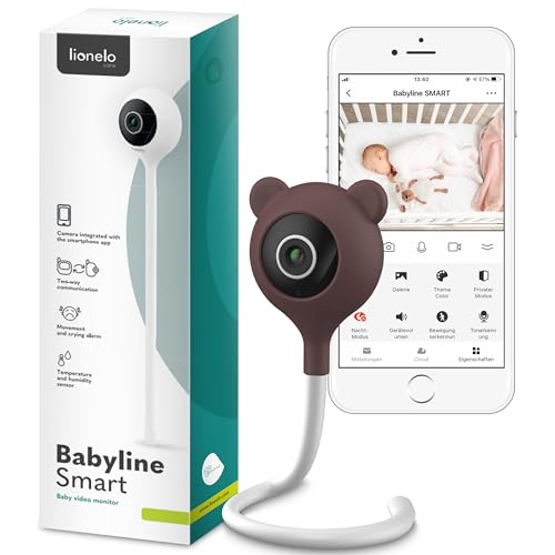 lionelo Care Babyline Smart vigilabebés Inteligente, Camara Bebe, para Bebes, cámara, camaras vigila Bebe, aplicación móvil, detección de Movimiento y Sonido, Visibilidad en la Oscuridad