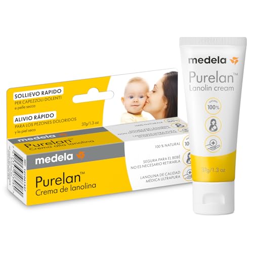 Medela crema de lanolina Purelan para pezones, alivio para pezones doloridos y piel seca, a base de ingredientes naturales, hipoalergénica y probada dermatológicamente, sin fragancia, 37 g