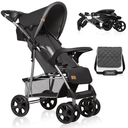 LIONELO Emma Plus Silla de paseo hasta 15 kg 6-36M Respaldo ajustable Cinturón de seguridad de 5 puntos Capucha profunda Organizador para padres