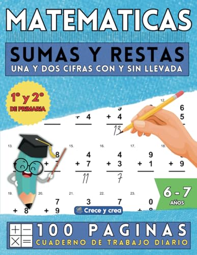 Matemáticas, sumas y restas para niños: Cuaderno de ejercicios de refuerzo de primero y segundo de primaria. Para niños de 6 y 7 años. Una pagina al ... con resultados. (Libros de Matemáticas)