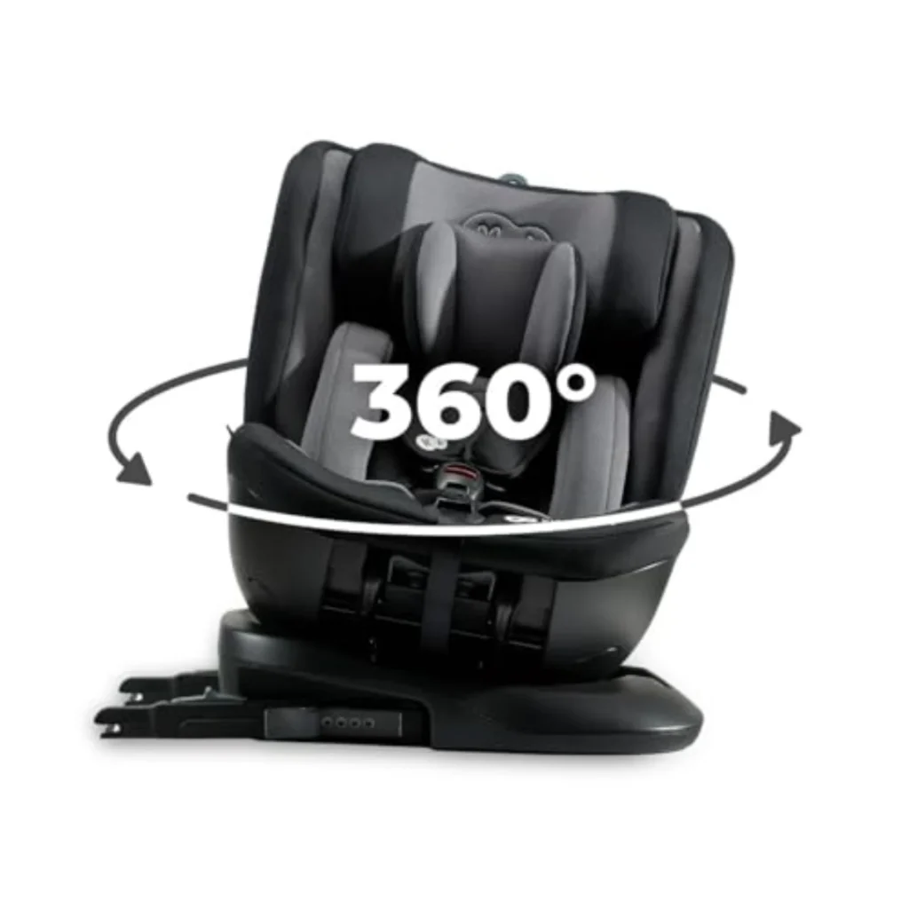 Kinderkraft XPEDITION 2 I-Size Silla de Coche Giratoria 360º, Grupo 0+/1/2/3 (0-36 kg), Ajustable, Isofix, Negro - Seguridad y Confort para Bebés y Niños