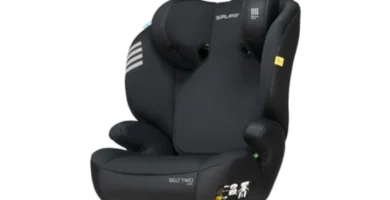 Silla de Coche Play Belt Two i-Size para Niños 3-12 Años (100-150 cm) - Memory Foam, Cabezal Ajustable y Fácil Instalación con Cinturón - Negro