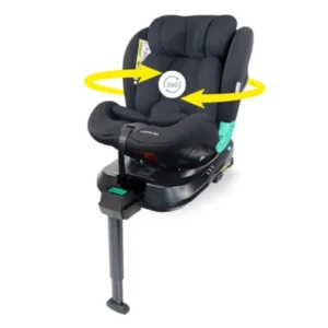 Silla de Coche Mobiclinic Kids 360º i-Size Isofix 0-12 Años - Giratoria, Reclinable, Arnés 5 Puntos, Pata de Seguridad, Negro
