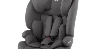 Silla de Coche iSize Nurse Grip para Niños 76-150 cm (2-12 Años), Sin Isofix, 9 Posiciones, Instalación con Cinturón, Gris Storm