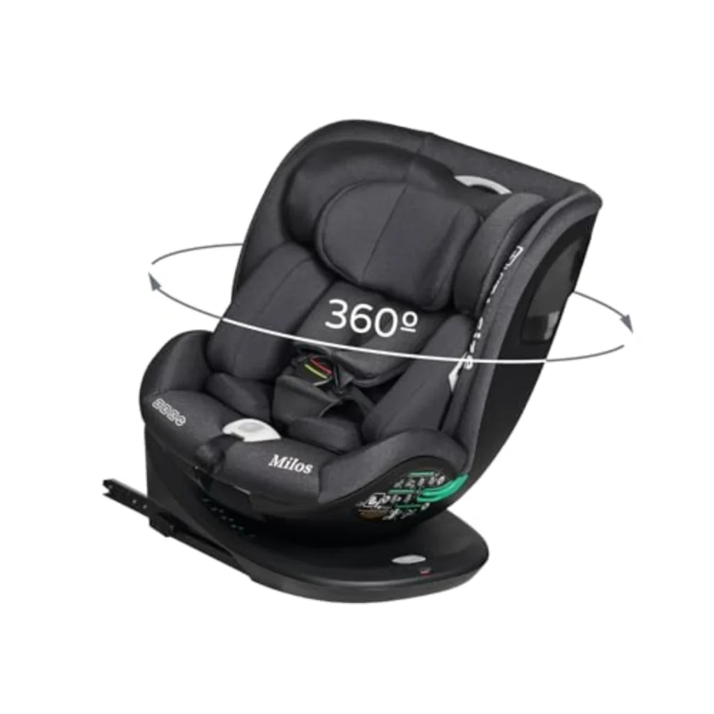 Silla de Coche I-Size Ms BabyWorld MILOS 360° - Grupo 0/1/2/3 (0-36 kg), ISOFIX, Top Tether, Reclinable, A Contramarcha hasta 18 kg