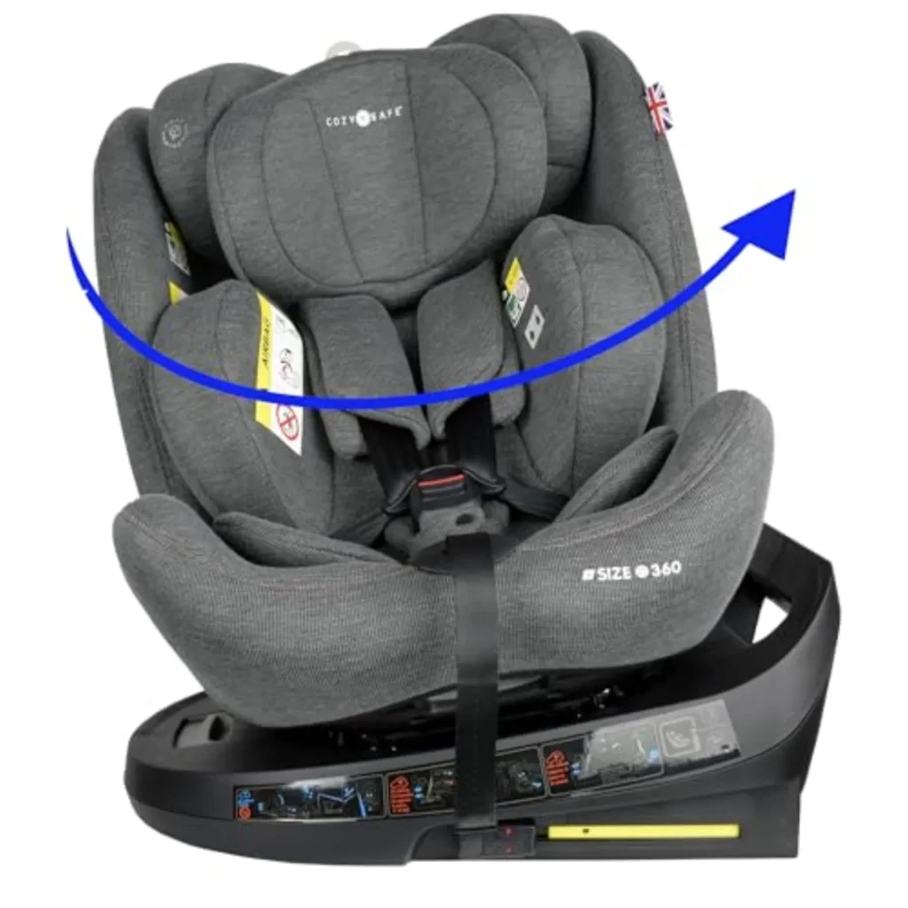 Silla Coche Apollo i-Size 360° Isofix 0-12 Años - Reclinable, Giratoria y Ajustable para Bebés y Niños (40-150 cm) - Gris