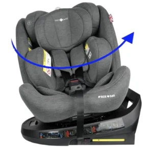 Silla Coche Apollo i-Size 360° Isofix 0-12 Años - Reclinable, Giratoria y Ajustable para Bebés y Niños (40-150 cm) - Gris