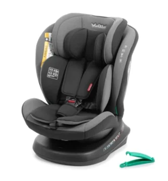 Silla de Coche VIVITTA SANNA 40-150cm sin Isofix – Grupo 0/1/2/3, Acontramarcha hasta 105cm, Reclinable, 5 Puntos, Testada en Motorland, Gris Ceniza