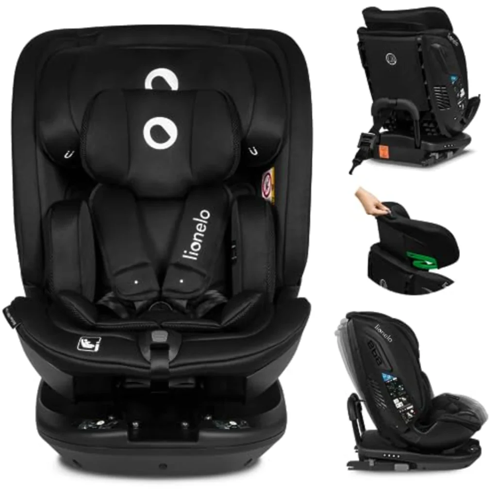 LIONELO Bastiaan RWF Silla Coche Bebé i-Size 360° ISOFIX 0-36kg, Giratoria con TopTether, Protección Lateral y Respaldo Ajustable