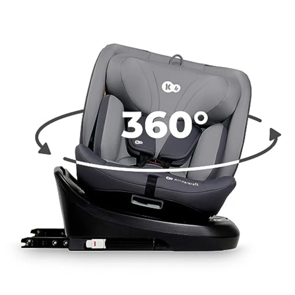Kinderkraft I-GROW Silla de Coche i-Size 0-12 Años (40-150 cm), Giratoria 360°, ISOFIX, TOP TETHER, Grupo 0+/1/2/3, RWF y FWF, Gris