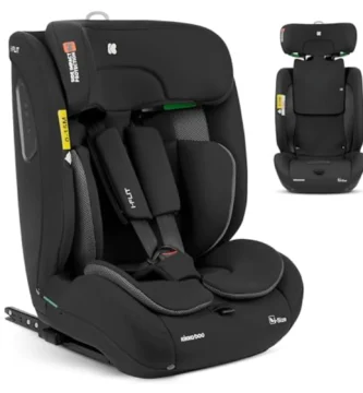 KikkaBoo i-Flit Silla de Coche i-Size Grupo 1/2/3 (9-36 kg), ISOFIX, Top Tether, 12 Posiciones Reposacabezas, Negro - Seguridad y Confort
