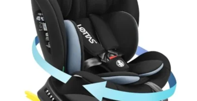 Silla de Coche LETTAS i-Size 360° Giratoria ISOFIX Grupo 0+/1/2/3 (0-36 kg, 40-150 cm) - ECE R129, Reclinable y Acolchada