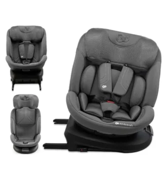 Kinderkraft XPEDITION 3 i-Size Silla Coche 360° Giratoria, Grupo 0+/1/2/3 (0-36 kg), Isofix, 8 Posiciones, Protección Lateral SPS+, Gris
