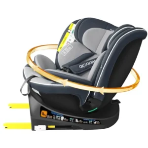 Silla de Coche Reecle I-Size 360° ISOFIX Gris - Grupo 0/1/2/3 (0-12 años), ECE R129, 8 Posiciones, Transpirable y Ultra Segura
