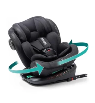 Silla de Coche Babyauto Torna i-Size 40-150 cm (0-12 años) - Giratoria 360° con ISOFIX, A Contramarcha y Protección Lateral - Black Embossed