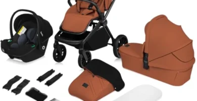 LIONELO MIKA PLUS Silla de Paseo 3 en 1 para Bebé 0-48 Meses con Capazo, Silla de Coche i-Size, Suspensión y Ruedas 360° - Brown