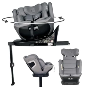 Silla de Coche i-Size Olmitos SIENA 360º - Grupo 0/1/2 (40-150 cm), ISOFIX, Contramarcha, Reclinable, Reductor Incluido, Gris
