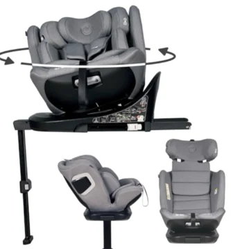 Silla de Coche i-Size Olmitos SIENA 360º - Grupo 0/1/2 (40-150 cm), ISOFIX, Contramarcha, Reclinable, Reductor Incluido, Gris
