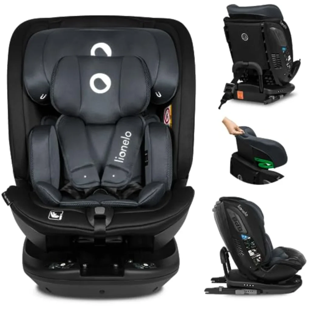 LIONELO Bastiaan RWF Silla Coche Bebé i-Size 360° ISOFIX 0-36kg, Giratoria con TopTether, Protección Lateral y Respaldo Ajustable