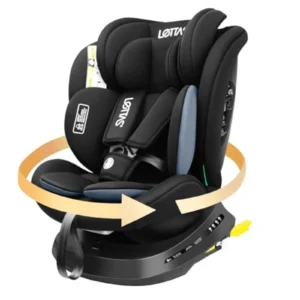 LETTAS Silla de Coche i-Size 360° Giratoria ISOFIX 0-36 kg (0-12 años) - Ajustable, Reclinable y Segura ECE R129