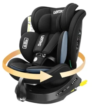 LETTAS Silla de Coche i-Size 360° Giratoria ISOFIX 0-36 kg (0-12 años) - Ajustable, Reclinable y Segura ECE R129