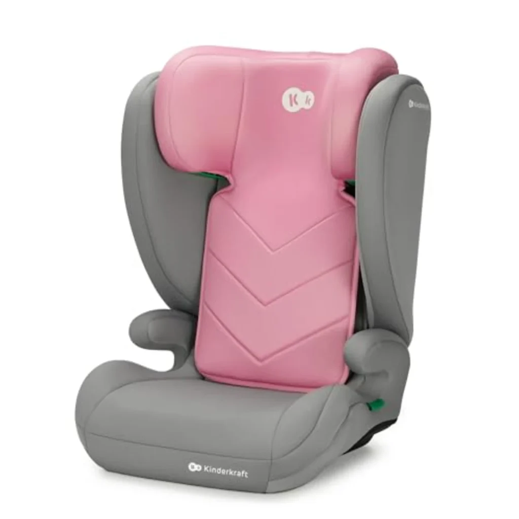 Kinderkraft I-SPARK Silla Coche i-Size Grupo 2/3 (15-36 kg) - 100-150 cm, Protección Lateral SPS, Ligera 4.5 kg, Cinturón 3 Puntos, Rosa