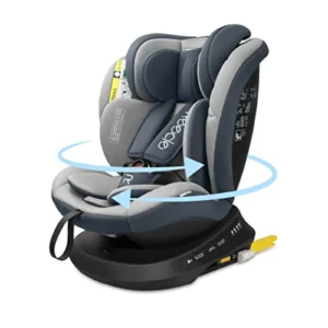 Reecle Silla de Coche I-Size 360° Giratoria con ISOFIX, Grupo 0/1/2/3 (0-36kg), Reclinable y Ajustable, Gris