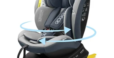Reecle Silla de Coche I-Size 360° Giratoria con ISOFIX, Grupo 0/1/2/3 (0-36kg), Reclinable y Ajustable, Gris