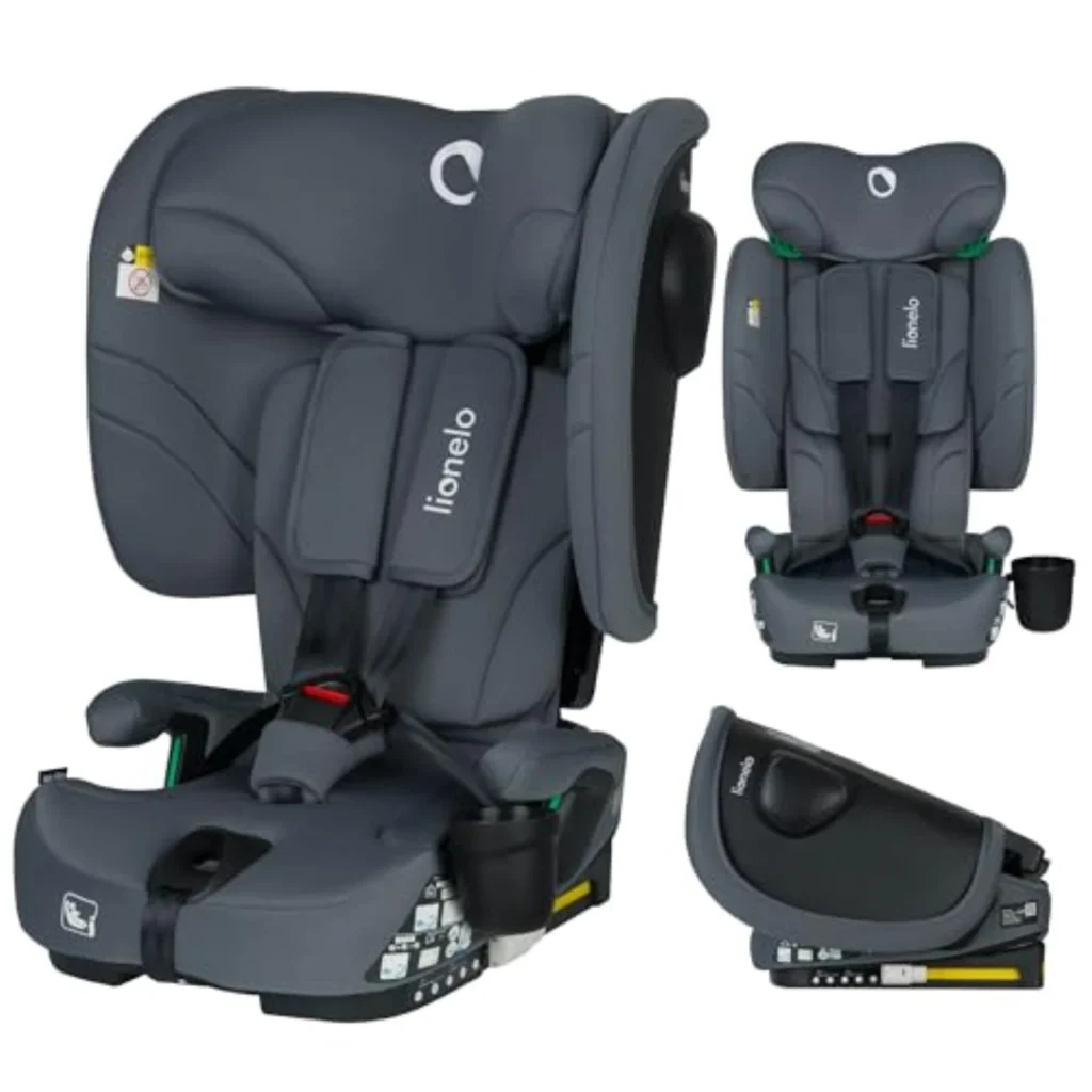Silla de Coche Lionelo Nelly i-Size Plegable ISOFIX y TopTether, Grupo 1/2/3 (76-150 cm), Protección Lateral, Ajuste en Altura, Revestible y Lavable
