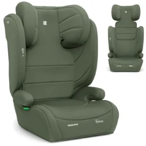 KikkaBoo i-Aid Silla Coche Grupo 2/3 i-Size (15-36 kg, 3.5-12 años) - Reposacabezas Ajustable, Tejido Transpirable, Fácil Instalación, Verde Militar